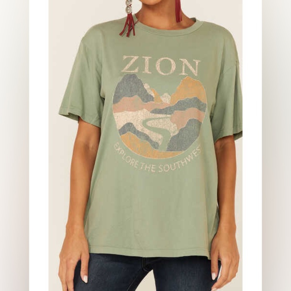 Show Me Your Mumu sage green graphic t shirt